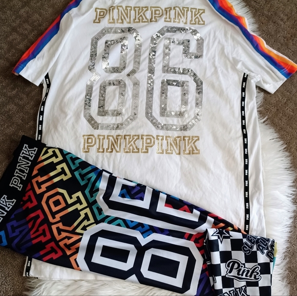 RARE HTF VS PINK LG SHIRT 2018, MED LEGGINGS GORGEOUS OUTFIT - Picture 5 of 16